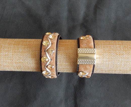 Leather Bracelets Supplies  - Beige with diamonds