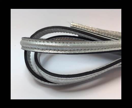 Half round stitched Leather -10mm- Silver