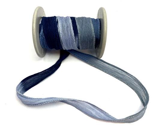 Hand dyed silk ribbons - Atlantic Waves