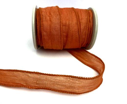 Hand dyed silk ribbons - Dark Orange