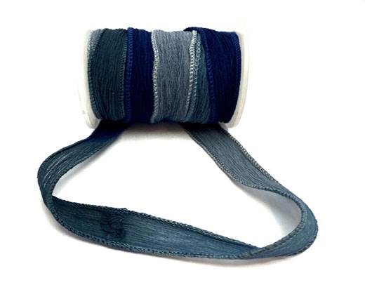 Hand dyed silk ribbons Dusty Blue