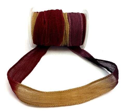 Hand dyed silk ribbons - Fire Storm