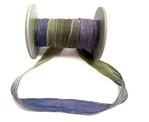 Hand dyed silk ribbons - Lavander Sachet