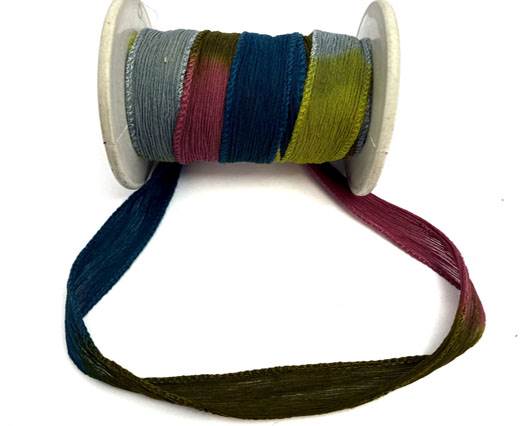 Hand dyed silk ribbons - Multi Blue-Green