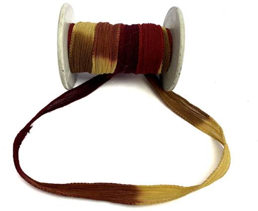 Hand dyed silk ribbons - Multi Red Ginger