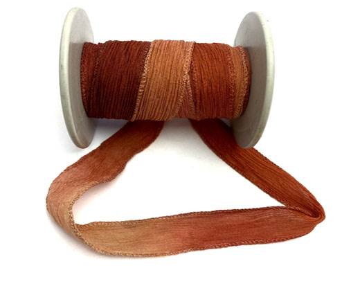 Hand dyed silk ribbons - Russet