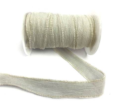 Hand dyed silk ribbons - White
