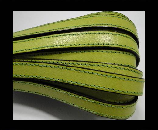 Italian Flat Leather-Double Stitched - Black edges - Pistachio