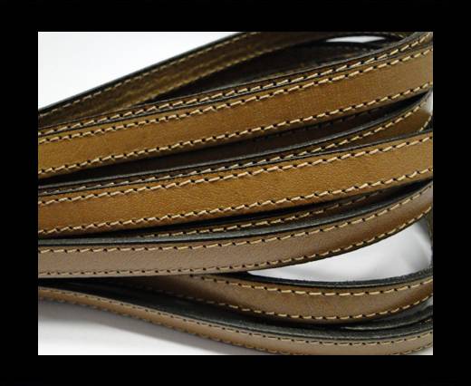 Italian Flat Leather 10mm-Double Stitched - Black edges - Sand