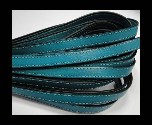 Italian Flat Leather-Double Stitched - Black edges - Sea Blue