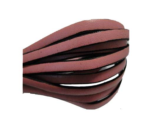 Flat leather Italian - 5 mm - Black edges - Baby pink
