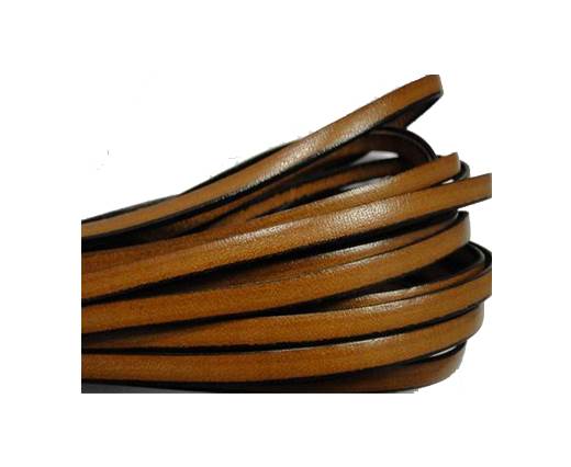 Flat leather Italian - 5 mm - Black edges - Cinnamon