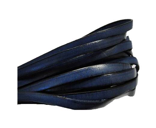 Flat leather Italian - 5 mm - Black edges - Dark Blue