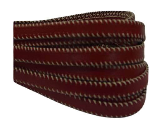 Italian Flat Leather- Side Stitched - Red