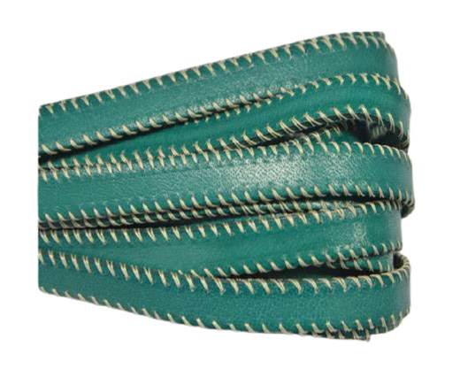 Italian Flat Leather- Side Stitched - Turquoise