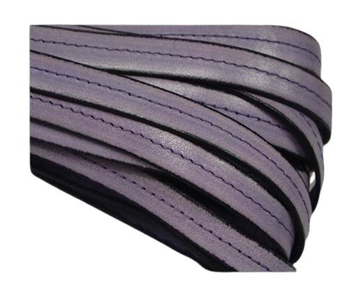 Italian Flat Leather-Center Stitched - Black edges - Purple