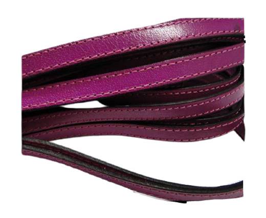 Italian Flat Leather-Double Stitched - Black edges - Fuchsia