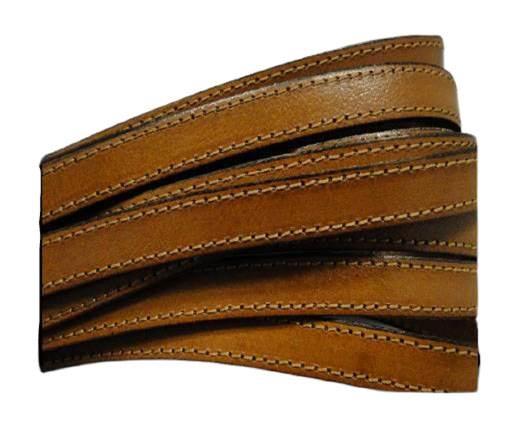 Italian Flat Leather-Double Stitched - Black edges - Hazelnut