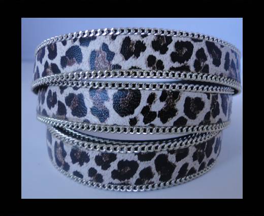 Leather with Leopard Print -Black