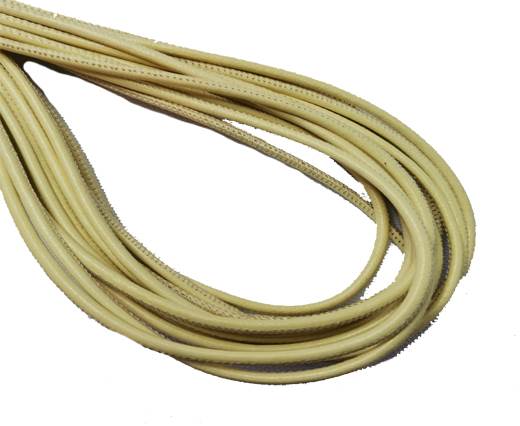 Round Stitched Leather Cord - 3mm - LEMON