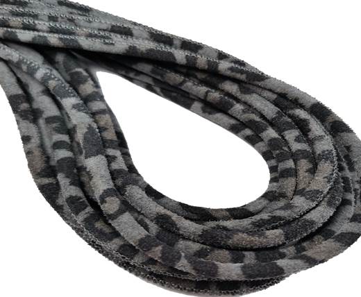 Round Stitched Nappa Leather Cord-4mm-leopard light ggrey