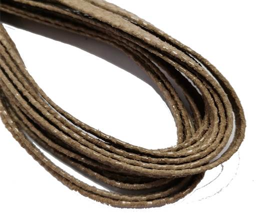 Flat Nappa Leather cords - 5mm - Lizard dark beige