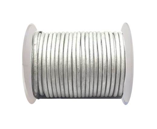 Round leather cord-4mm-  Metalic Dark Silver