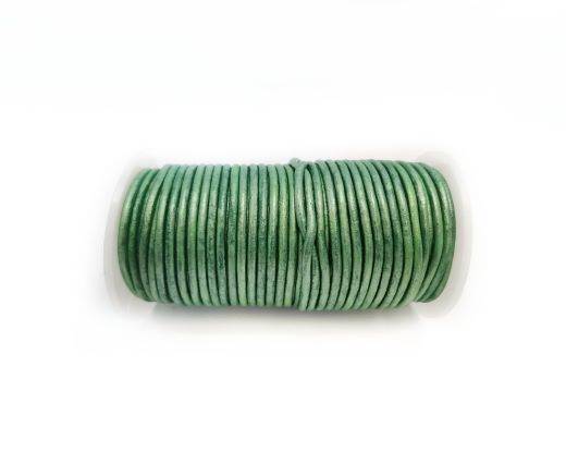 Round leather cord-2mm-Metallic Apple Green