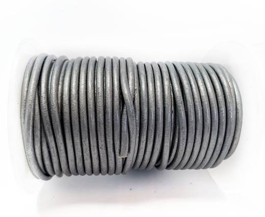 Round Leather cords  2,5mm - Metallic Grey