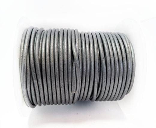 Round Leather cords  2,5mm - Metallic Grey