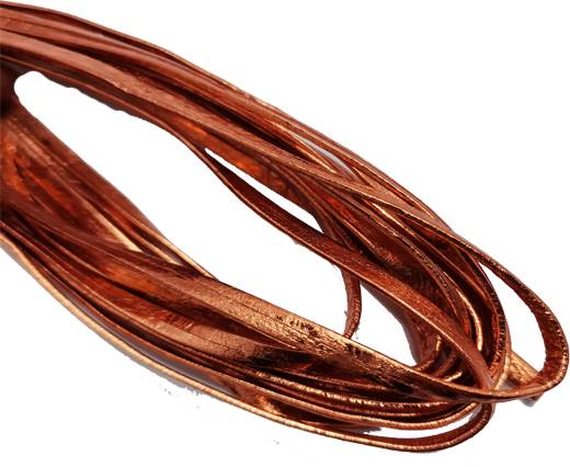 Flat Nappa Leather cords - 5mm - metallic orange