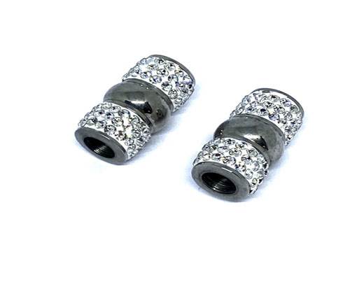 Stainless Steel Magnetic Clasp,Steel+Crystal,MGST-173 6mm