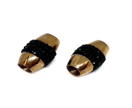 Stainless Steel Magnetic Clasp,Gold+Black,MGST-192 6mm