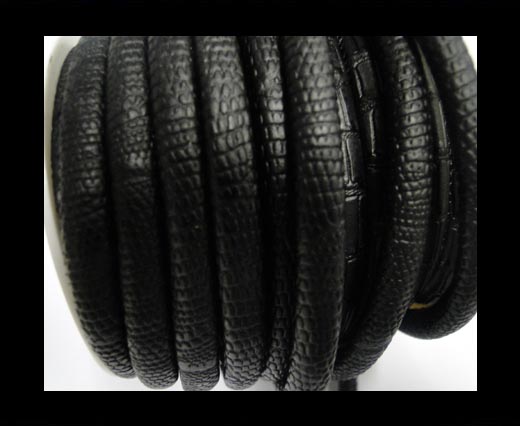 faux nappa leather 4mm Snake-Crocodile-Style-Black