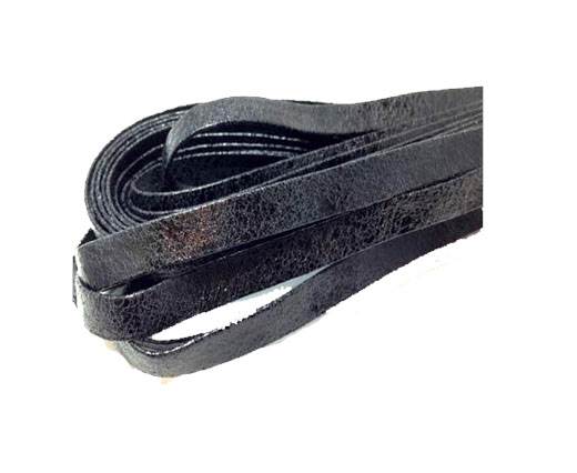 Italian Flat Leather 10mm by 2mm-Broken Paint Black