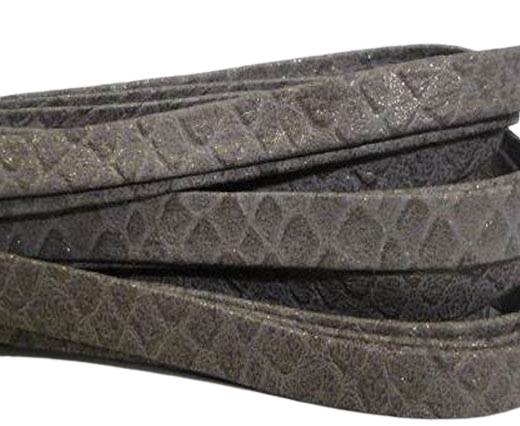 Nappa Leather Flat-10mm-Snake Patch Style Taupe