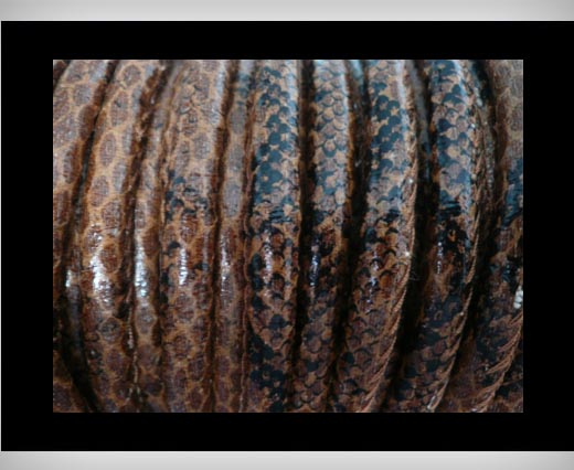 faux nappa leather 6mm Snake-Style -Brown