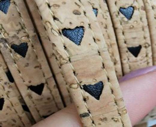 Cork Flat-10mm-natural with Blue hearts