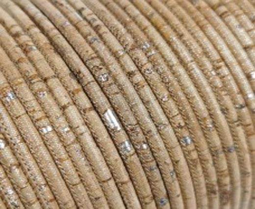 Real Cork Round - 3mm - Natural with Silver Pigments