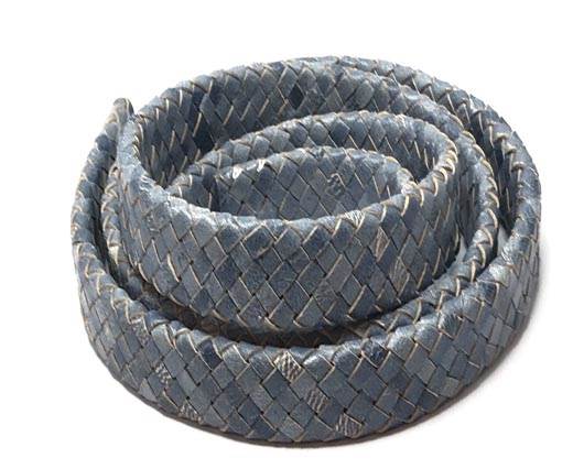 Oval Braided Leather Cord-19*5mm-se_ white base blue