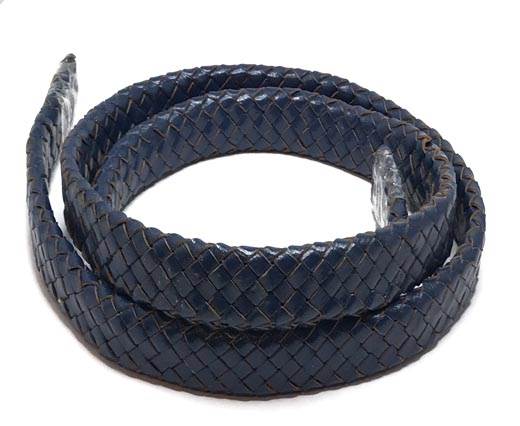 Oval Braided Leather Cord-19*5mm-se_dark blue