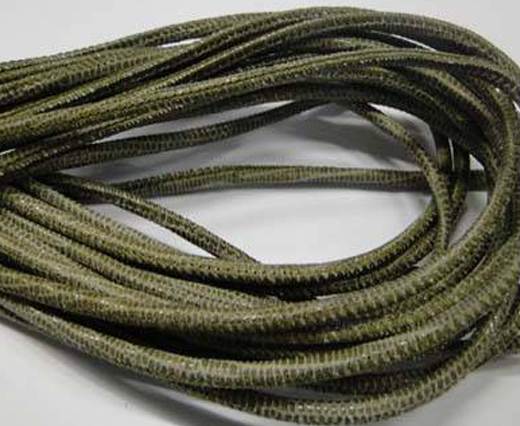 Round stitched nappa leather cord 2.5MM-Lizard style-Olive