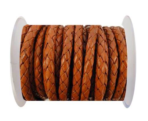 Round Braided Leather Cord SE/B/Neon Orange-5mm