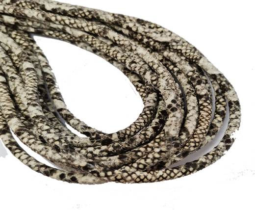 Round Stitched Nappa Leather Cord-4mm-python black sand