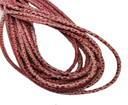 Round Stitched Leather Cord - 3mm - RAZA STYLE - RED