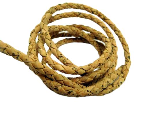 Real Cork Round - 5mm -Braided yellow