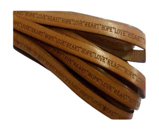 Real Flat Leather-10mm-Hope Love Heart style--Nut Brown