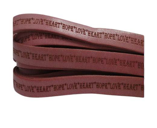 Real Flat Leather-10mm-Hope Love Heart style-Pink