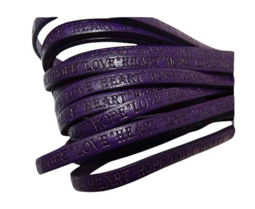 Real Flat Leather-10mm-Hope Love Heart style-Purple
