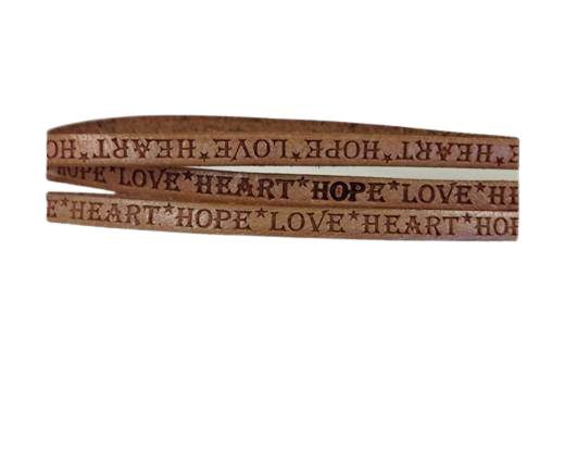 Real Flat Leather-5MM-Hope Love Heart style-Natural